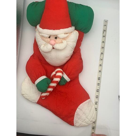 Vintage Parachute Puffy Nylon Plush Santa Stocking 3D Christmas 18" - Picture 6 of 7